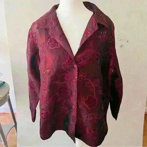 SUSAN‎ GRAVER PLUS 1X EMBROIDERY ARTISTIC WHIMISICAL LINED LIGHTWEIGHT JACKET